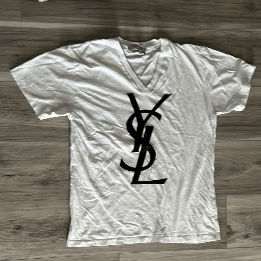 Yves Saint Laurent White T-Shirt with Black Logo